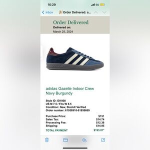 Gazelle Addidas Navy Suede Maroon Sneakers